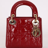 Dior 2017 Red Patent Chain Mini Lady Dior