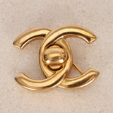 Chanel 1998 CC Turnlock Brooch 24K GP