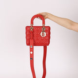 Dior 2018 Ruby Calfskin Cannage My ABCDior Small Lady