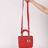 Dior 2018 Ruby Calfskin Cannage My ABCDior Small Lady