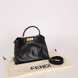 Fendi Black Agnello Old Shine Small Peekaboo