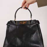 Fendi Black Agnello Old Shine Small Peekaboo