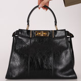 Fendi Black Agnello Old Shine Small Peekaboo