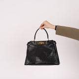 Fendi Black Agnello Old Shine Small Peekaboo