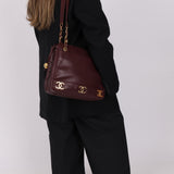 Chanel 1994 Caviar Triple CC Burgundy Tote