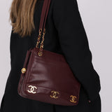 Chanel 1994 Caviar Triple CC Burgundy Tote