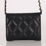 Chanel 2022 Caviar Quilted Flap Card Holder On Chain