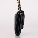 Chanel 2022 Caviar Quilted Flap Card Holder On Chain