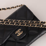 Chanel 2022 Caviar Quilted Flap Card Holder On Chain