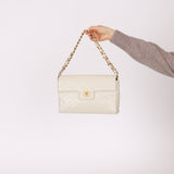 Rare Chanel 2002 Iridescent Caviar Turnlock Single Flap Bag 24k GP