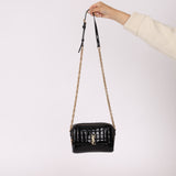 Saint Laurent Mini Cassandre Black Patent Camera Bag Crossbody
