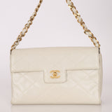 Rare Chanel 2002 Iridescent Caviar Turnlock Single Flap Bag 24k GP