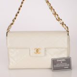 Rare Chanel 2002 Iridescent Caviar Turnlock Single Flap Bag 24k GP