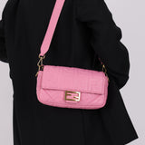 Fendi Zucca Embossed Pink Baguette Bag