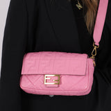 Fendi Zucca Embossed Pink Baguette Bag