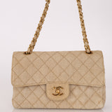 Rare Chanel 1994 Hemp Small Classic Double Flap Bag 24k GP