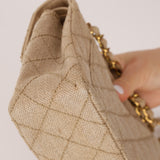 Rare Chanel 1994 Hemp Small Classic Double Flap Bag 24k GP