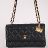 Limited Edition Chanel 2022 Caviar Wallet On Chain with Bag Charm