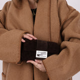 Fendi Shearling Chocolate Mini Baguette Bag