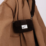 Fendi Shearling Chocolate Mini Baguette Bag