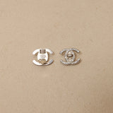 Chanel 1996 Crystal Embellished Large CC Turnlock Clip-On Earrings
