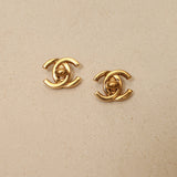 Chanel 1996 Large CC Turnlock Clip-On Earrings 24K GP