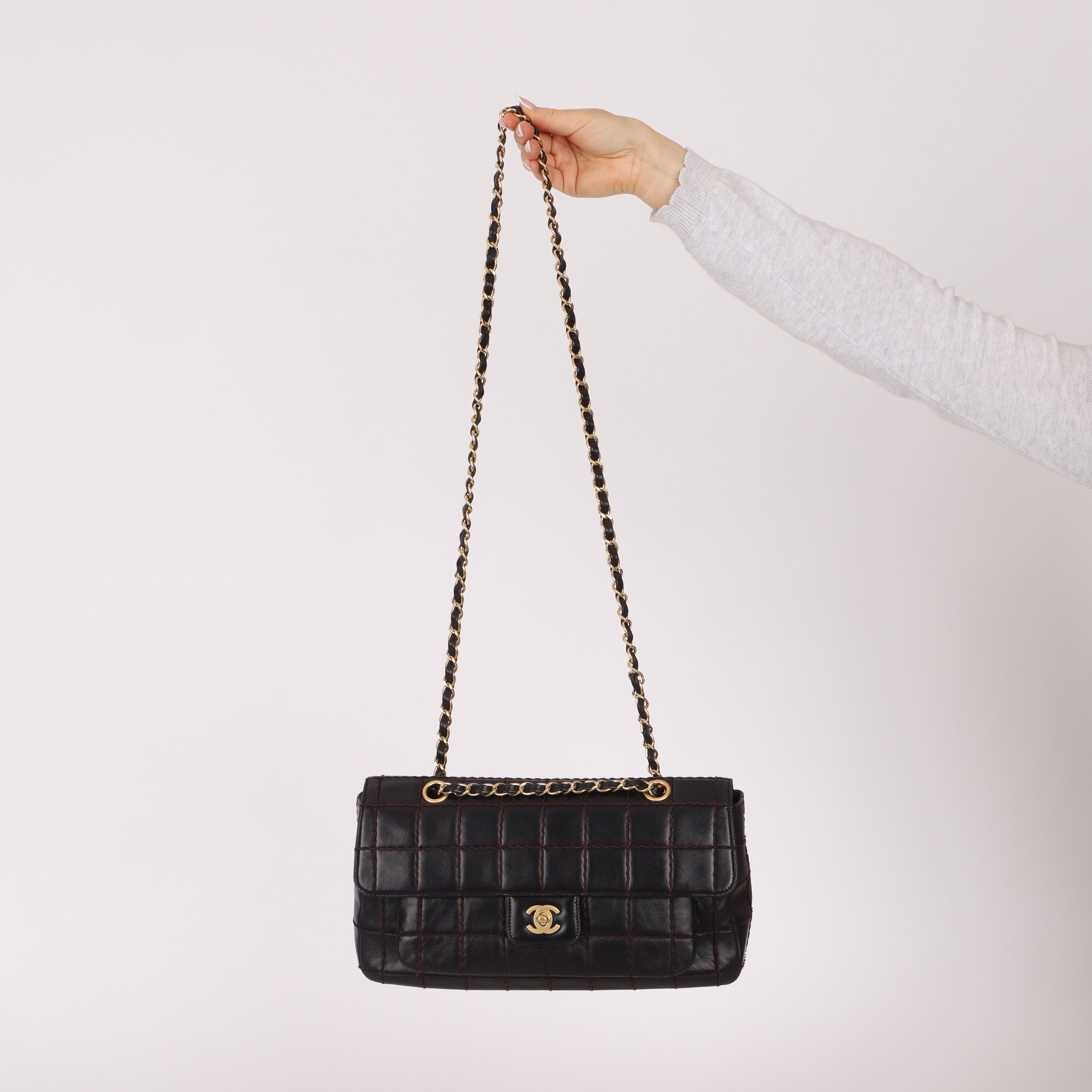 Chanel 2000s Chocolate Bar Wild Stitch Single Flap Shoulder Bag