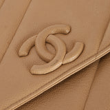 Rare Chanel 1995 Beige Caviar Diagonal Stitch Jumbo Flap Bag 24k GP