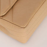 Rare Chanel 1995 Beige Caviar Diagonal Stitch Jumbo Flap Bag 24k GP