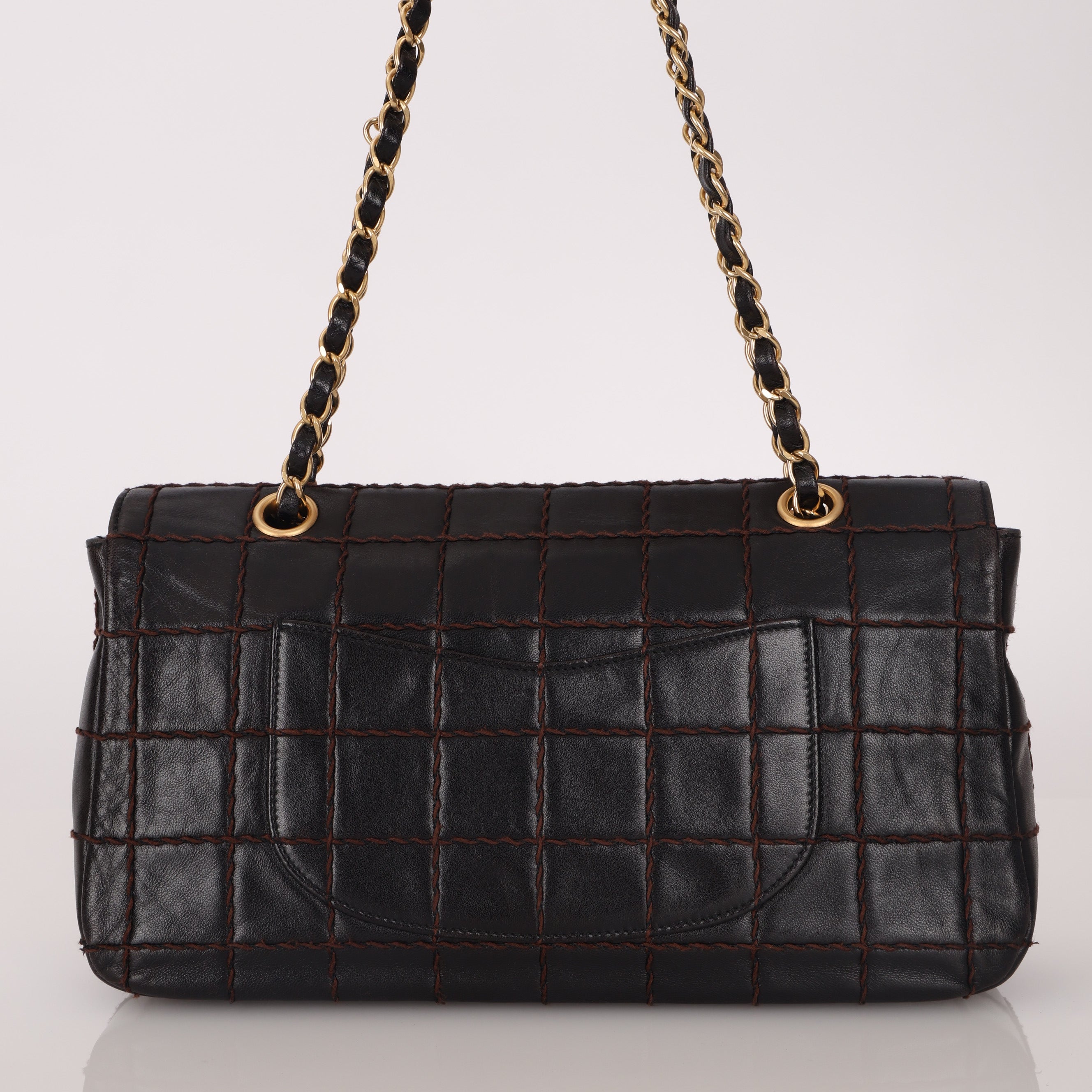Chanel 2000s Chocolate Bar Wild Stitch Single Flap Shoulder Bag