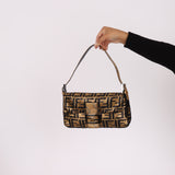 Ultra-Rare Vintage Fendi Zucca Sequin Snakeskin Baguette