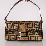 Ultra-Rare Vintage Fendi Zucca Sequin Snakeskin Baguette