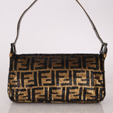 Ultra-Rare Vintage Fendi Zucca Sequin Snakeskin Baguette