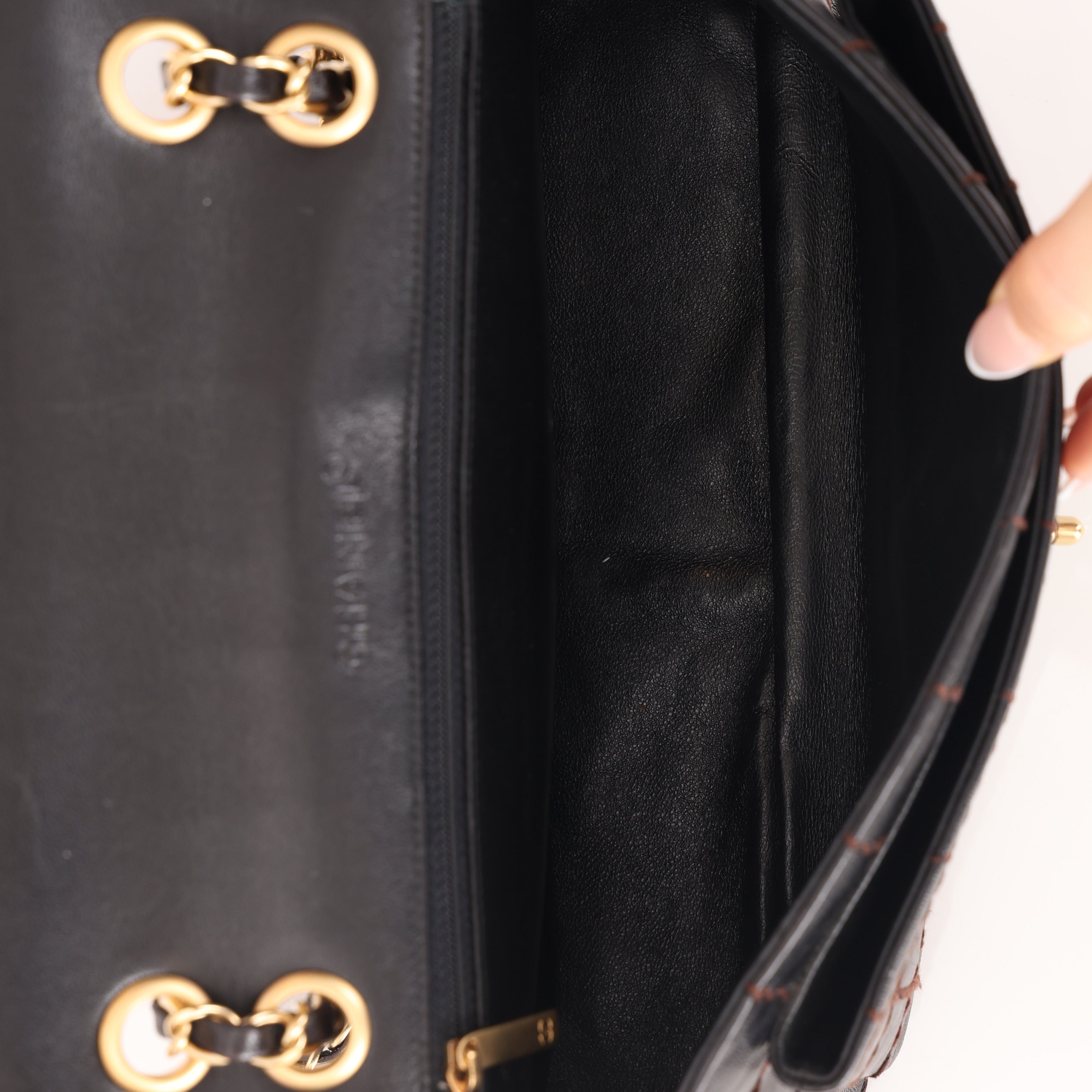 Chanel 2000s Chocolate Bar Wild Stitch Single Flap Shoulder Bag