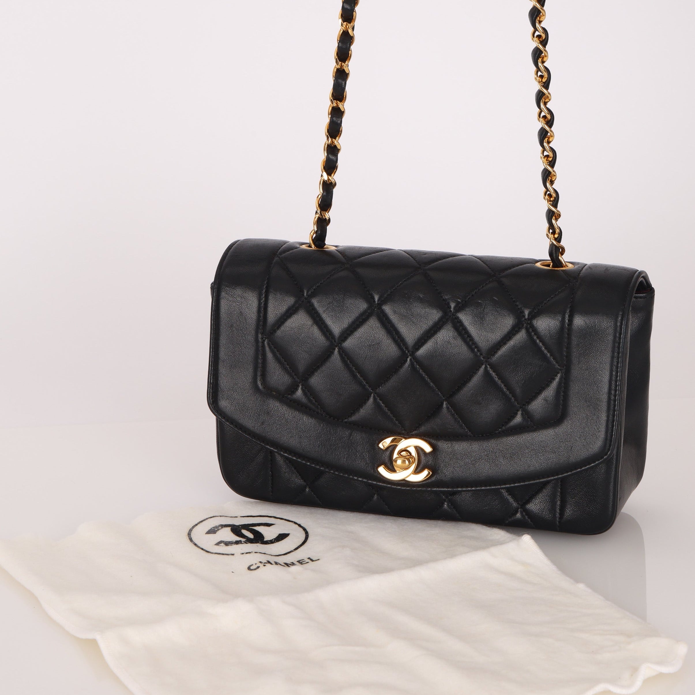Chanel 1996 Lambskin Small Diana Bag 24K GP