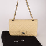 Chanel 2007 Light Beige Caviar Medium Double Flap SHW