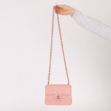 Rare Chanel 2004 Lambskin Rose Sakura Classic Flap Mini Bag 24K GP