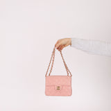 Rare Chanel 2004 Lambskin Rose Sakura Classic Flap Mini Bag 24K GP