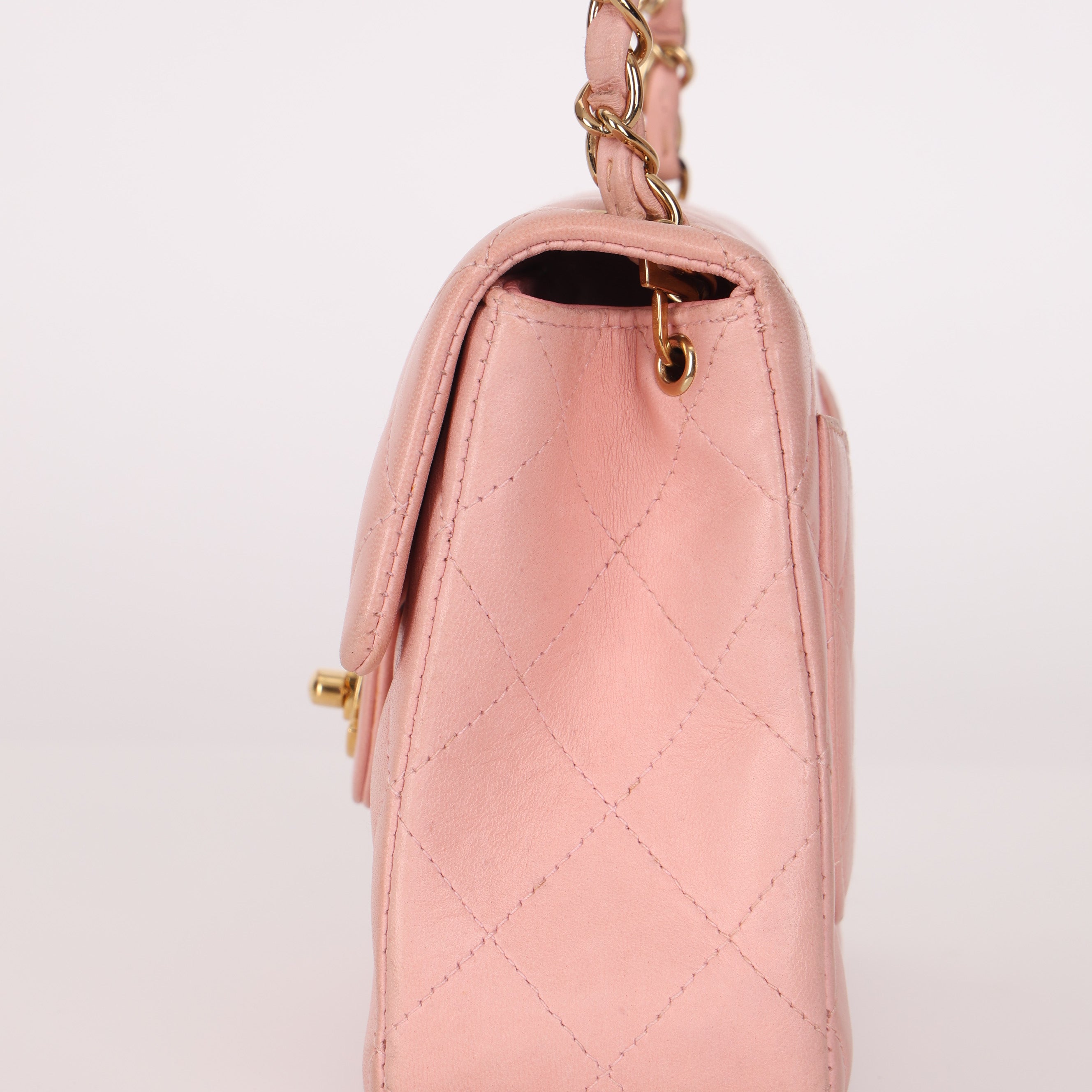 Rare Chanel 2004 Lambskin Rose Sakura Classic Flap Mini Bag 24K GP