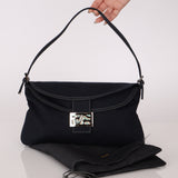Fendi Marble Navy Canvas Baguette