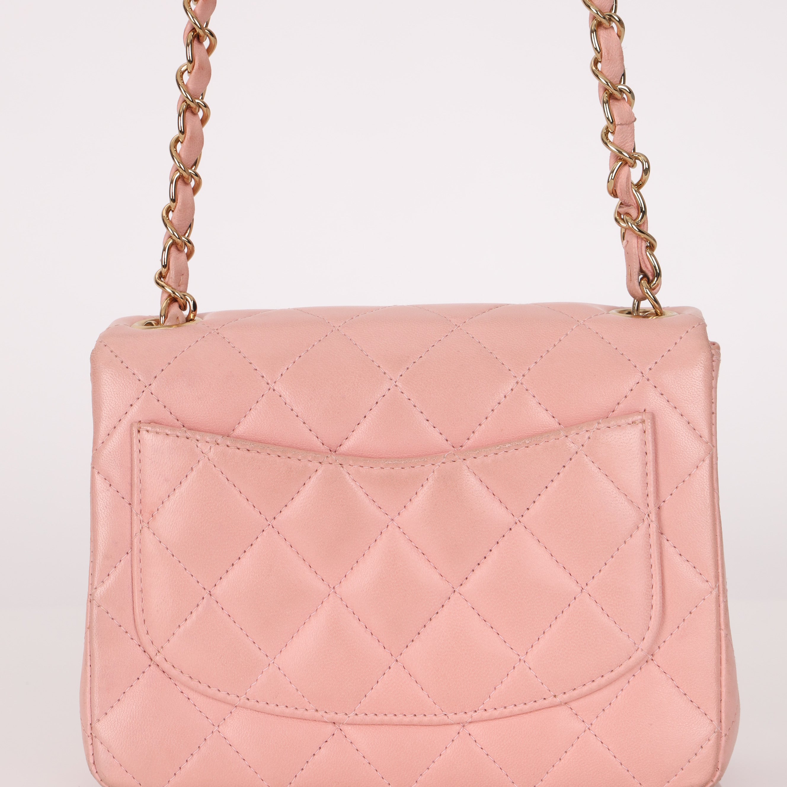 Rare Chanel 2004 Lambskin Rose Sakura Classic Flap Mini Bag 24K GP