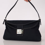 Fendi Marble Navy Canvas Baguette