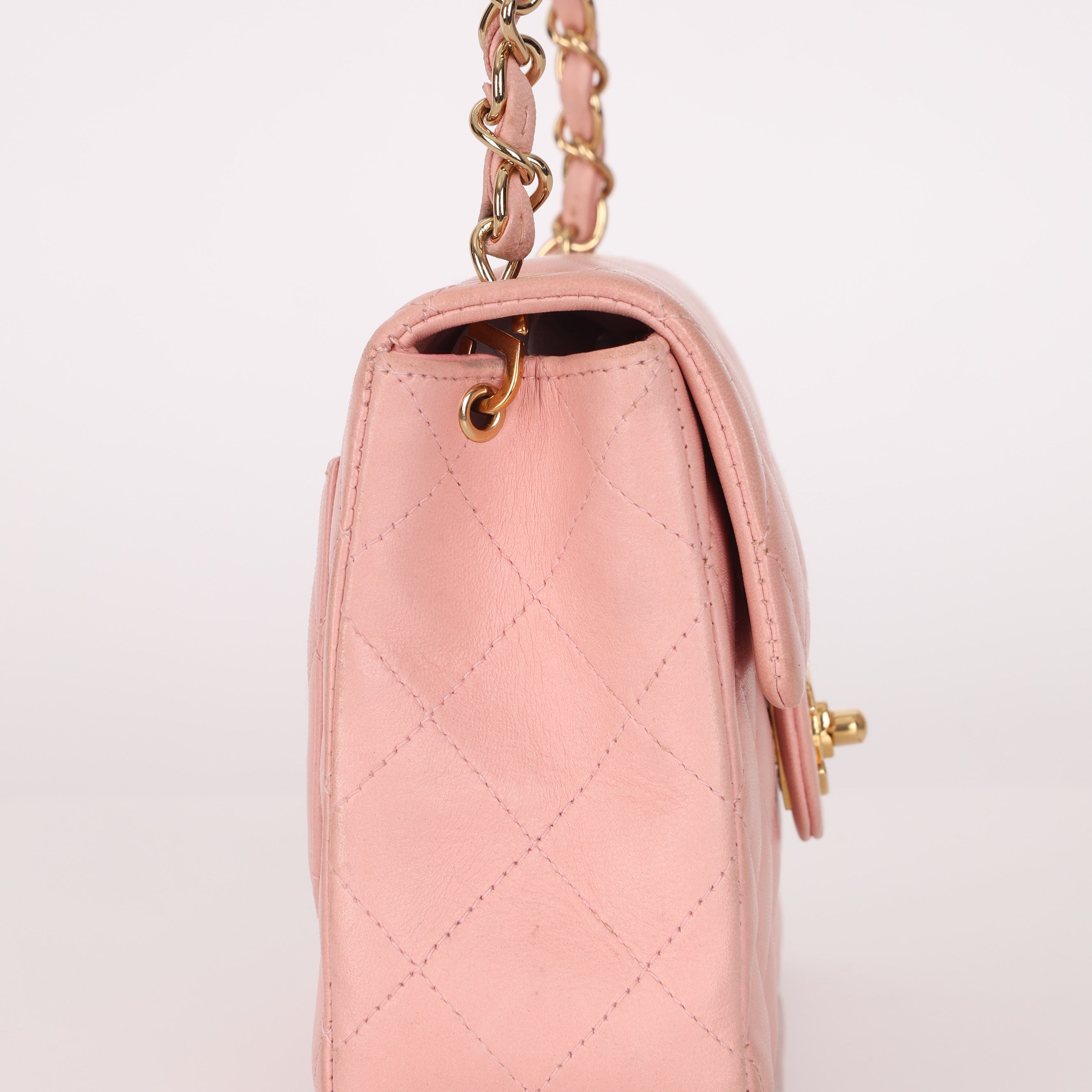 Rare Chanel 2004 Lambskin Rose Sakura Classic Flap Mini Bag 24K GP