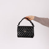 Chanel 1997 So Black Lucite Chain Handle Patent Flap Bag