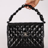 Chanel 1997 So Black Lucite Chain Handle Patent Flap Bag