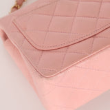 Rare Chanel 2004 Lambskin Rose Sakura Classic Flap Mini Bag 24K GP