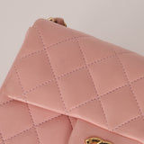 Rare Chanel 2004 Lambskin Rose Sakura Classic Flap Mini Bag 24K GP