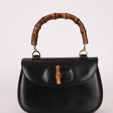 Gucci Vintage 1947 Black Bamboo Turnlock Top Handle