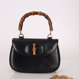 Gucci Vintage 1947 Black Bamboo Turnlock Top Handle