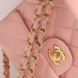 Rare Chanel 2004 Lambskin Rose Sakura Classic Flap Mini Bag 24K GP